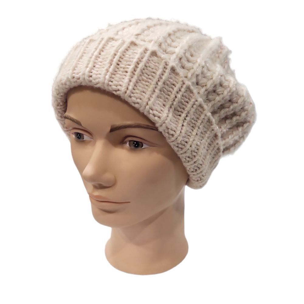 Accessorize London women's solid color loose knitted warm winter beret hat
